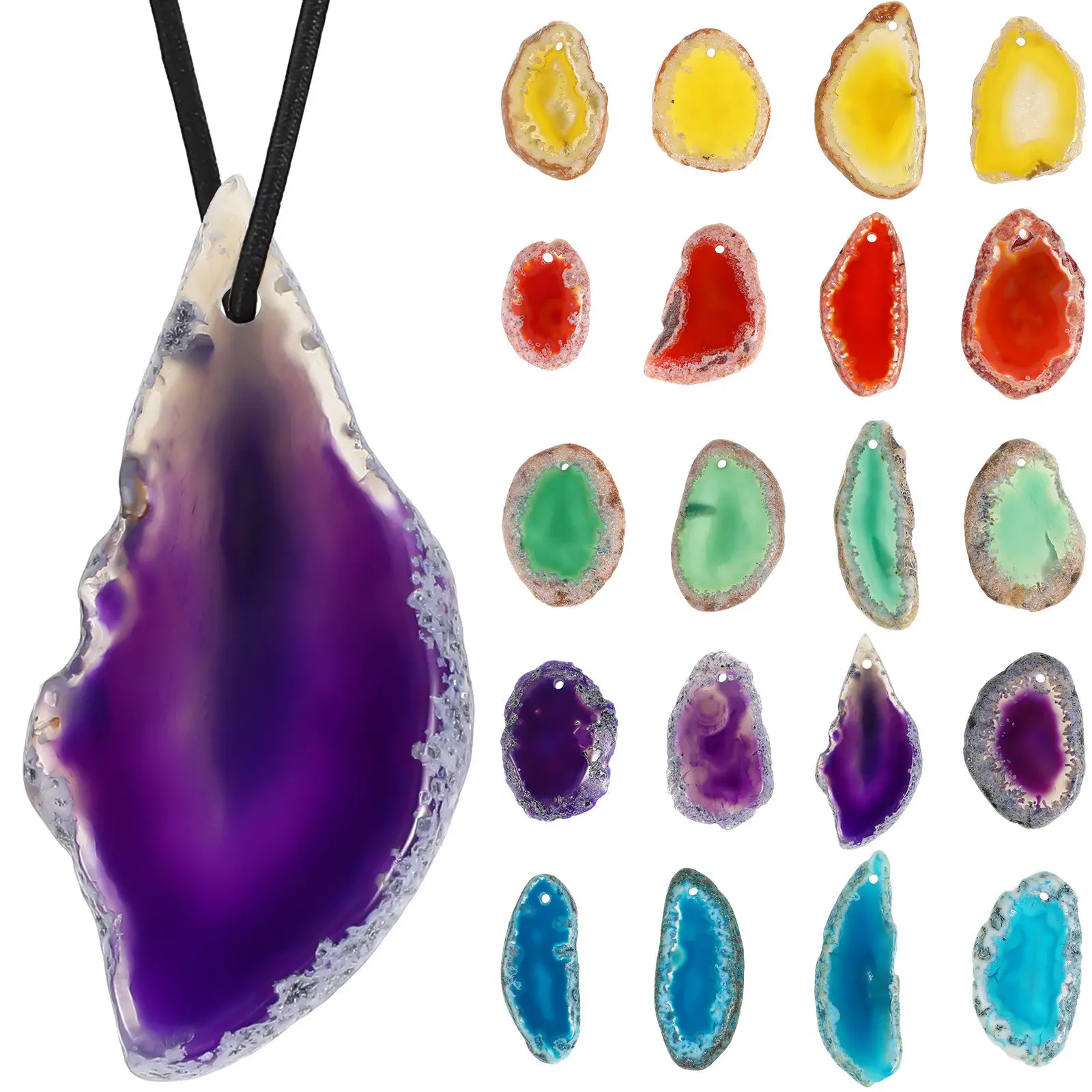 Assorted Agate Slices Vibrant Colors Irregular Shapes Pre-Drilled Holes for Crafting Pendants Charms Ornaments Wind Chimes Home
Assorted Agate Slices Vibrant Colors Irregular Shapes Pre-Drilled Holes for Crafting Pendants Charms Ornaments Wind Chimes Home