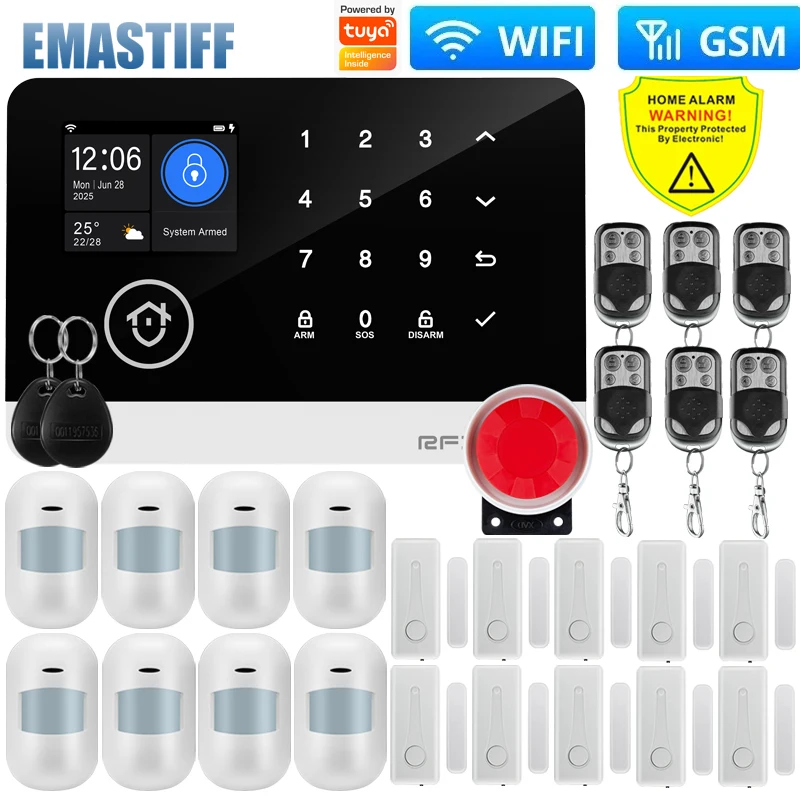 W4B Wireless WIFI GSM Alarm System Home Burglar Security Alarm System Work with Tuya Smart APP 433mhz Door and Motion Sensor
W4B Wireless WIFI GSM Alarm System Home Burglar Security Alarm System Work with Tuya Smart APP 433mhz Door and Motion Sensor
