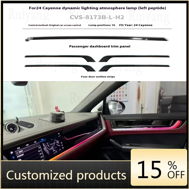 Высококачественный и надежный автомобильный динамический окружающий свет с экраном для модели PorscheS Cayenne 2024, буксировочный трос Dynamic Ambie 
Высококачественный и надежный автомобильный динамический окружающий свет с экраном для модели PorscheS Cayenne 2024, буксировочный трос Dynamic Ambie