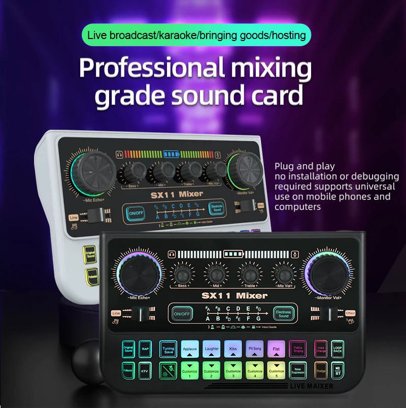 FUHAM SX11 Audio Interface Sound Card 48V Power Live Streaming Recording Podcast Studio for YouTube Computer/Phone Sound Card
FUHAM SX11 Audio Interface Sound Card 48V Power Live Streaming Recording Podcast Studio for YouTube Computer/Phone Sound Card