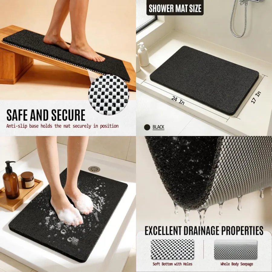 Shower Mat Bathtub Mat Non Slip, Bathmats Non Slip, Quick Drying Foot Scrubber Loofah Mats for Shower, Tub, Bathroom, Home,17x24inch, Black
Shower Mat Bathtub Mat Non Slip, Bathmats Non Slip, Quick Drying Foot Scrubber Loofah Mats for Shower, Tub, Bathroom, Home,17x24inch, Black