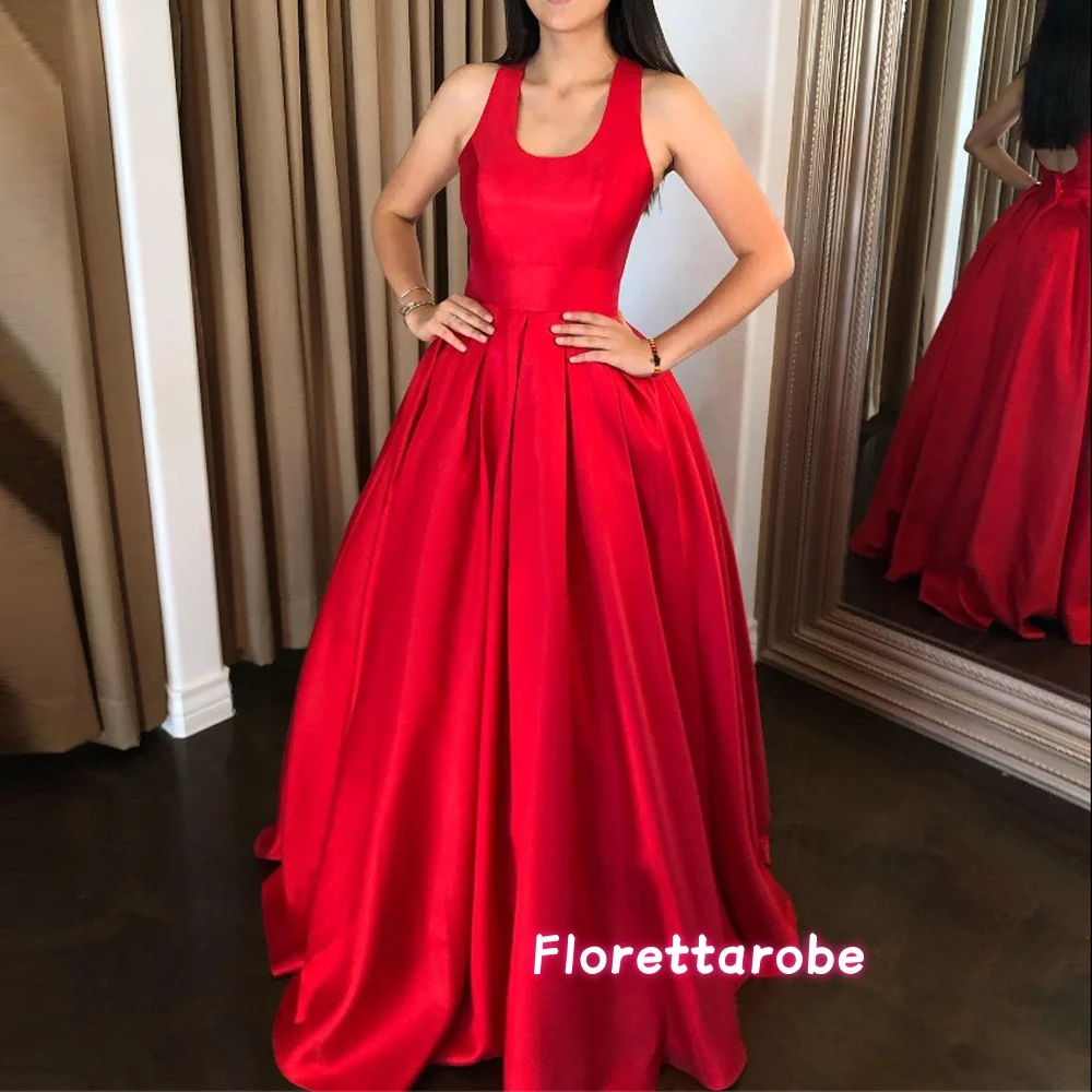 Simple A Line Satin Red Evening Dresses Arabic Women Scoop Neck Long Party Formal Gowns Vintage Prom Dress Customized
Simple A Line Satin Red Evening Dresses Arabic Women Scoop Neck Long Party Formal Gowns Vintage Prom Dress Customized
