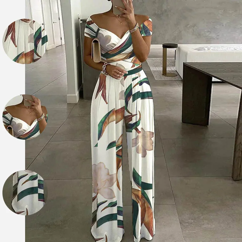 Sexy High Waisted One Shoulder Printed Jumpsuit Women Spring European American
Sexy High Waisted One Shoulder Printed Jumpsuit Women Spring European American