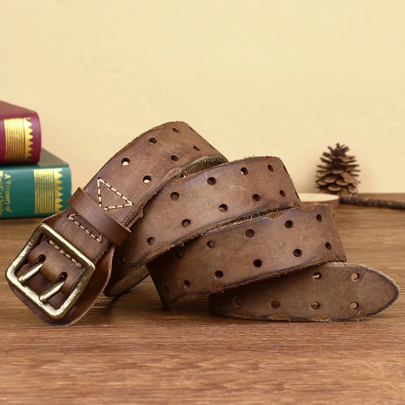 Vintage 3.8CM Genuine Leather Belt for Men Real Pure Cowhide Double Prong Buckle Handmade Strap Fashion Cowboy Jeans Accessory
Vintage 3.8CM Genuine Leather Belt for Men Real Pure Cowhide Double Prong Buckle Handmade Strap Fashion Cowboy Jeans Accessory