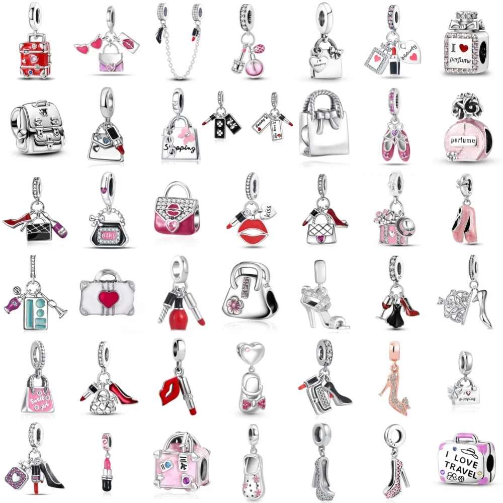 Pink Bead Bag Perfume Lipstick high heels Pendant fit Original Bracelet Accessories DIY Jewelry Women 925Silver Gift Trunk Charm
Pink Bead Bag Perfume Lipstick high heels Pendant fit Original Bracelet Accessories DIY Jewelry Women 925Silver Gift Trunk Charm