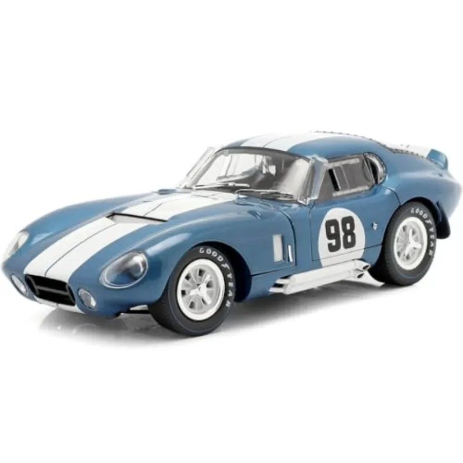 1965 Shelby Cobra Daytona Coupe 98 for display diecast metal body blue with white stripes premium finish and accurate detailing
1965 Shelby Cobra Daytona Coupe 98 for display diecast metal body blue with white stripes premium finish and accurate detailing