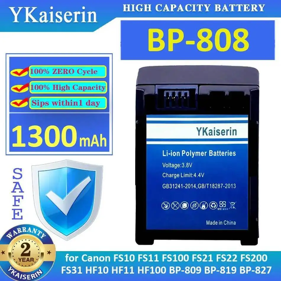 Camera Battery BP-808 1300Mah For Canon FS10 FS11 FS100 FS21 FS22 FS200 FS31 HF10 HF11 HF100 BP-809 BP-819 BP-827
Camera Battery BP-808 1300Mah For Canon FS10 FS11 FS100 FS21 FS22 FS200 FS31 HF10 HF11 HF100 BP-809 BP-819 BP-827