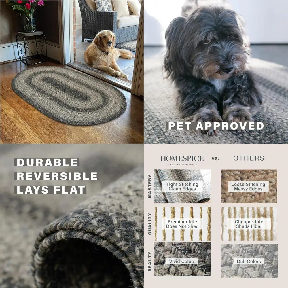 Овальный ковер из джута ручной работы, 2x3 фута, теплый примитивный стиль, идеально подходит для декора ванной комнаты и прихожей, двусторонний дизайн
Овальный ковер из джута ручной работы, 2x3 фута, теплый примитивный стиль, идеально подходит для декора ванной комнаты и прихожей, двусторонний дизайн