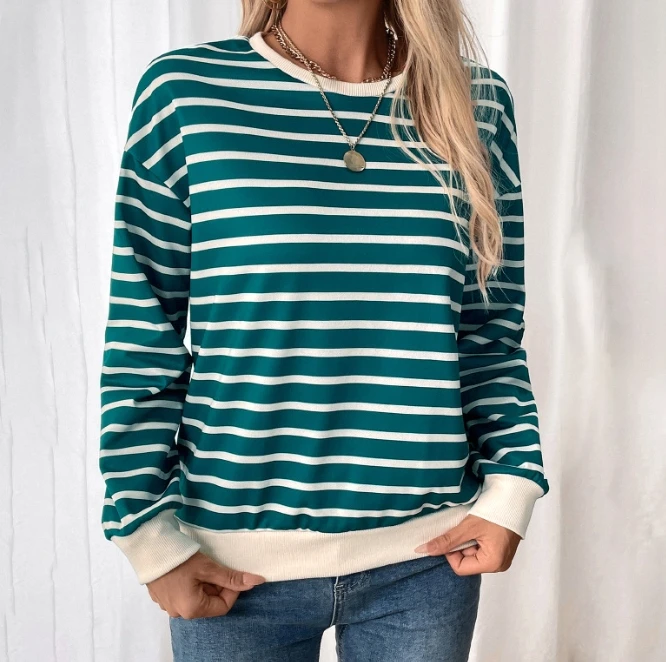 Women's Hoodie Casual Simple Retro Hoodie Fine Striped Contrasting Top Round Neck Splicing Pullover Loose Sports Hoodie
Women's Hoodie Casual Simple Retro Hoodie Fine Striped Contrasting Top Round Neck Splicing Pullover Loose Sports Hoodie