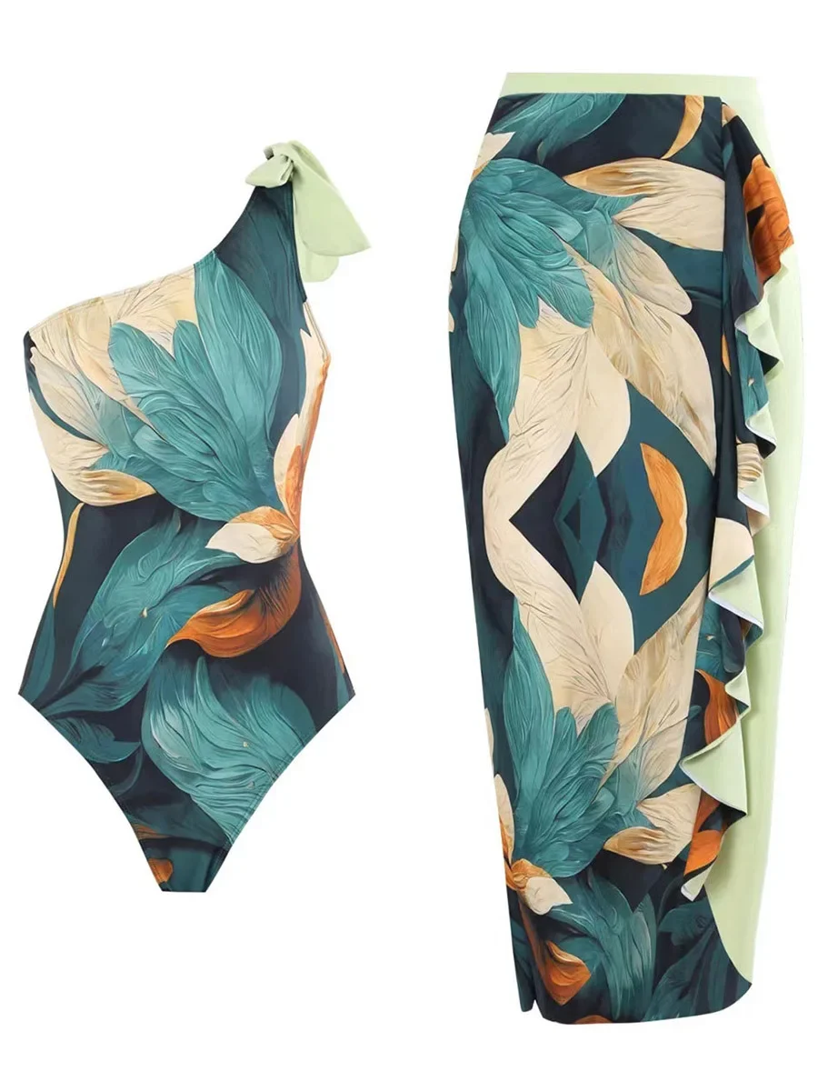 2024 One Shoulder Swimsuit & Long Skirt Print Sexy Swimwear Women Bathing Suit Female Swimming Summer Beachwear Bodysuit Outdoor
2024 One Shoulder Swimsuit & Long Skirt Print Sexy Swimwear Women Bathing Suit Female Swimming Summer Beachwear Bodysuit Outdoor