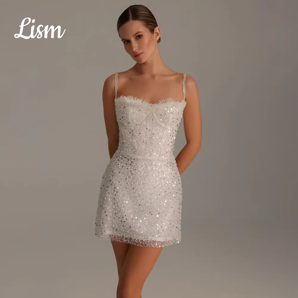 LISM Glitter Mini Wedding Dresses Spaghetti Straps Sequined Celebration Dress Cocktail Party Short Prom Gown Customized Summer
LISM Glitter Mini Wedding Dresses Spaghetti Straps Sequined Celebration Dress Cocktail Party Short Prom Gown Customized Summer