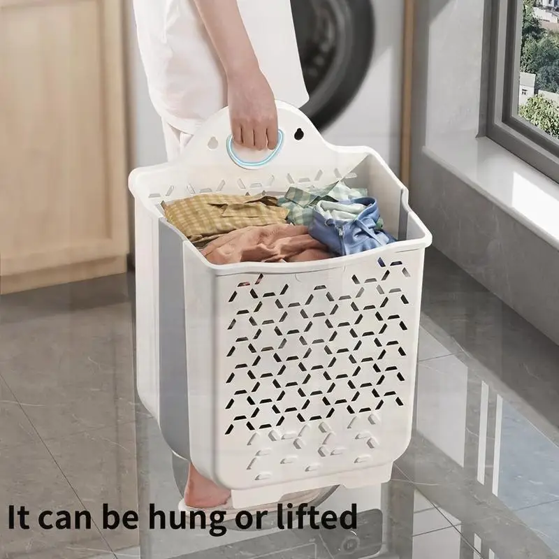 Foldable Wall-Mounted Laundry Basket, Hanging Dirty Clothes Hamper for Bathroom, Ventilated Hollow Storage Basket with Handle
Foldable Wall-Mounted Laundry Basket, Hanging Dirty Clothes Hamper for Bathroom, Ventilated Hollow Storage Basket with Handle