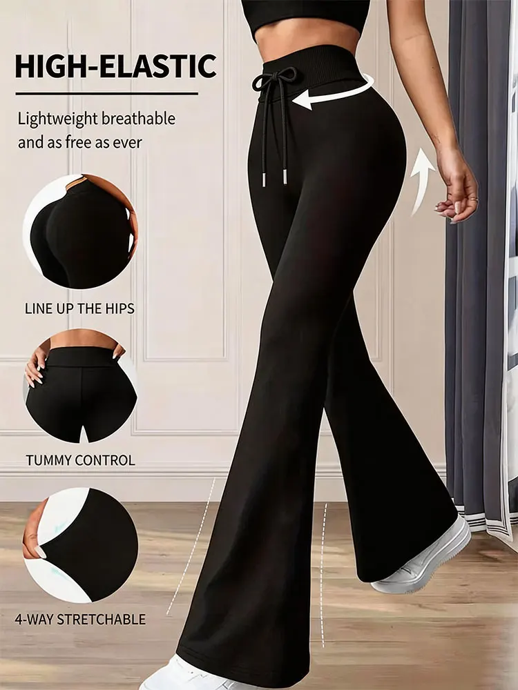 Women's Drawstring Flared Pants Tummy Control Versatile Bootcut Yoga Trousers Slim Fit Casual Outer Wear Pants For Slim Figures
Women's Drawstring Flared Pants Tummy Control Versatile Bootcut Yoga Trousers Slim Fit Casual Outer Wear Pants For Slim Figures