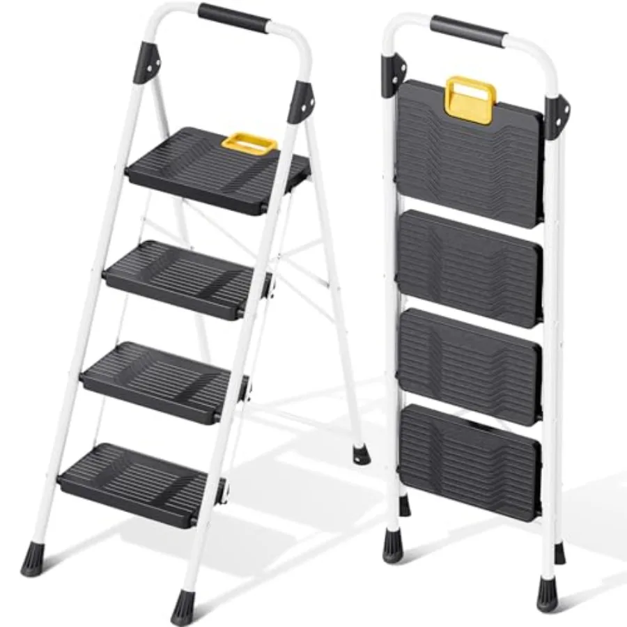 4 Step Folding Ladder, 800lbs Capacity Step Stool with Safety Lock, Non-Skid Wide Pedals, and Handrail, Lightweight, Household
4 Step Folding Ladder, 800lbs Capacity Step Stool with Safety Lock, Non-Skid Wide Pedals, and Handrail, Lightweight, Household