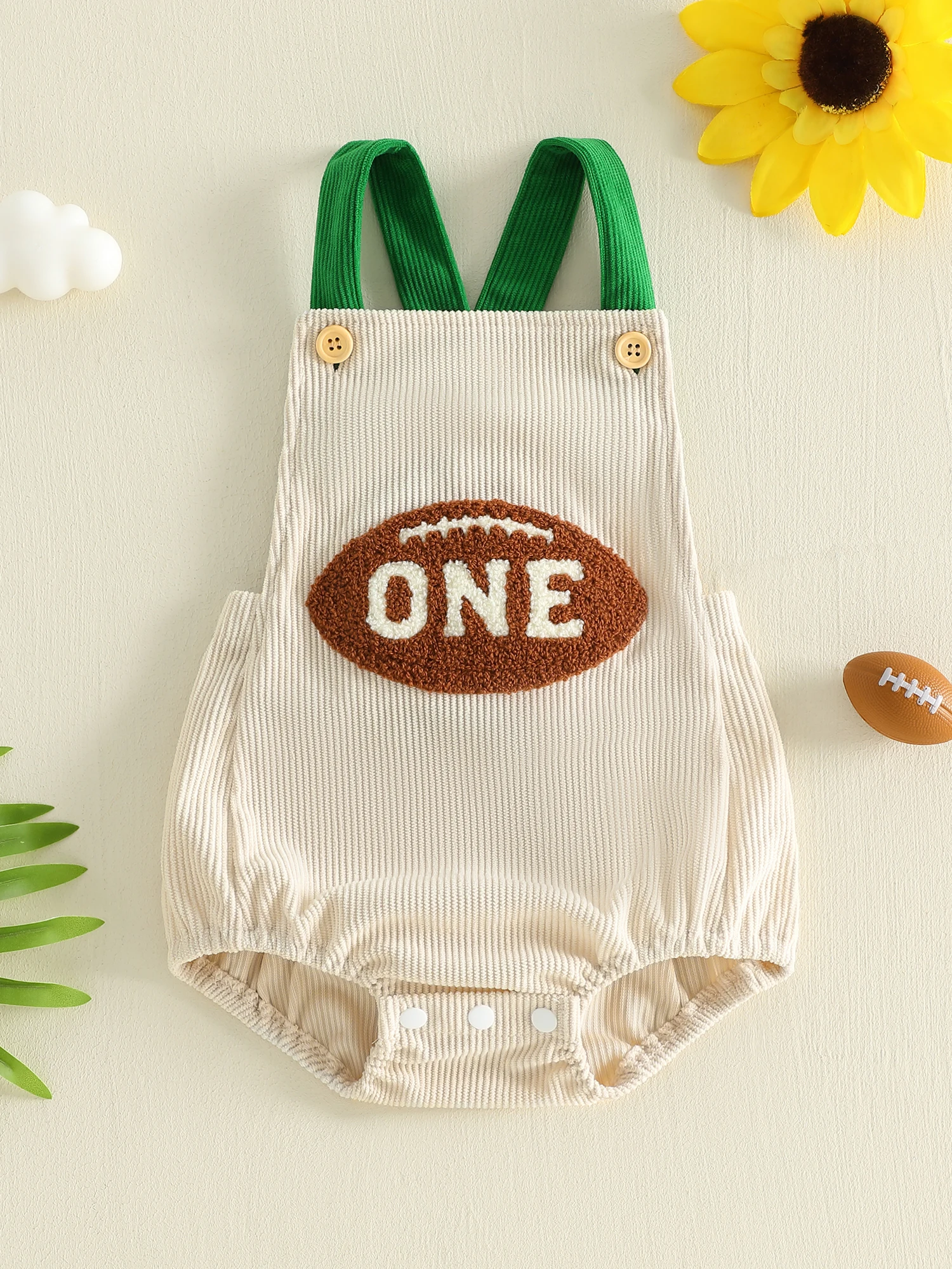 Adorable Toddler Boy Birthday Romper with Sleeveless Design and Cute Football Embroidery Perfect for Summer Celebrations
Adorable Toddler Boy Birthday Romper with Sleeveless Design and Cute Football Embroidery Perfect for Summer Celebrations