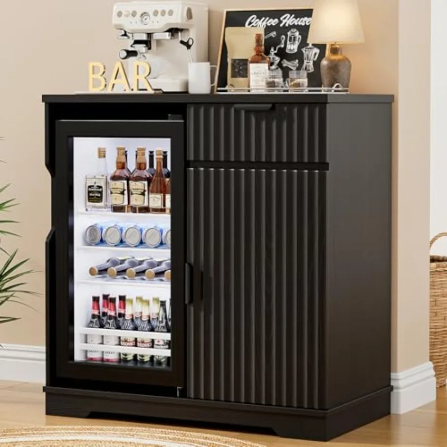 Mini Fridge Cabinet Fridge Included,Fluted Coffee Bar Cabinet with Refrigerator, Pull Out Drawer and Storage Cabinets, 31.5" Li
Mini Fridge Cabinet Fridge Included,Fluted Coffee Bar Cabinet with Refrigerator, Pull Out Drawer and Storage Cabinets, 31.5" Li