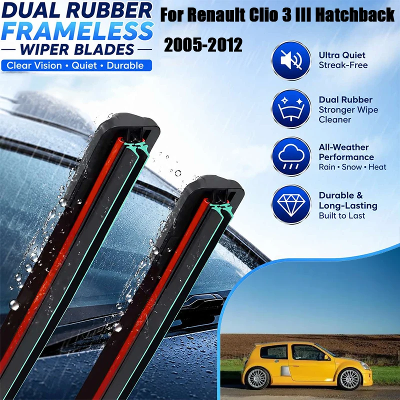 For Renault Clio 3 III Hatchback 2005-2012 Front Rear Wiper Blades 3PCS 24" 16" 14" Windshield Windscreen Window Accessories
For Renault Clio 3 III Hatchback 2005-2012 Front Rear Wiper Blades 3PCS 24" 16" 14" Windshield Windscreen Window Accessories