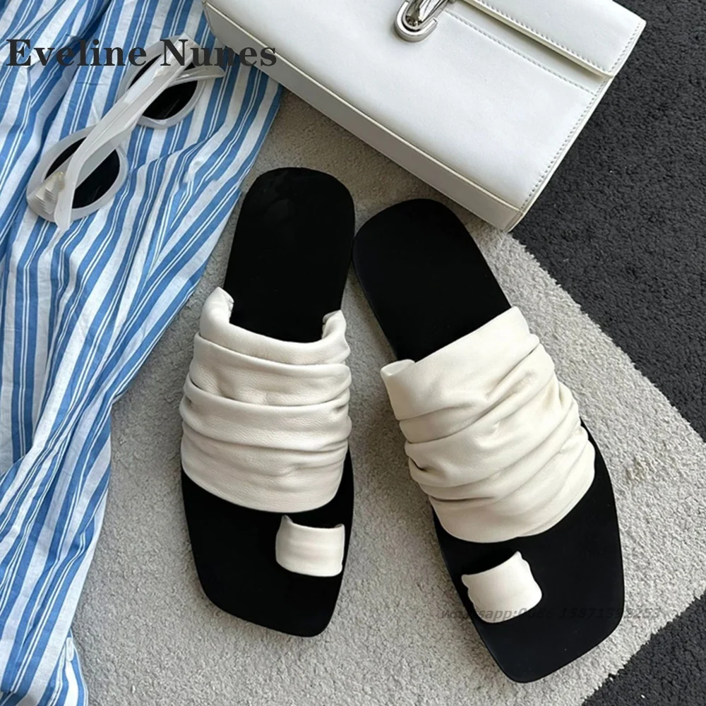 Pleated Clip Toe Flat Sandals Bicolor Square Toe Slip On Side Air Slingback Slippers Casual Beach Shoes Woman 2024 Trend Summer
Pleated Clip Toe Flat Sandals Bicolor Square Toe Slip On Side Air Slingback Slippers Casual Beach Shoes Woman 2024 Trend Summer