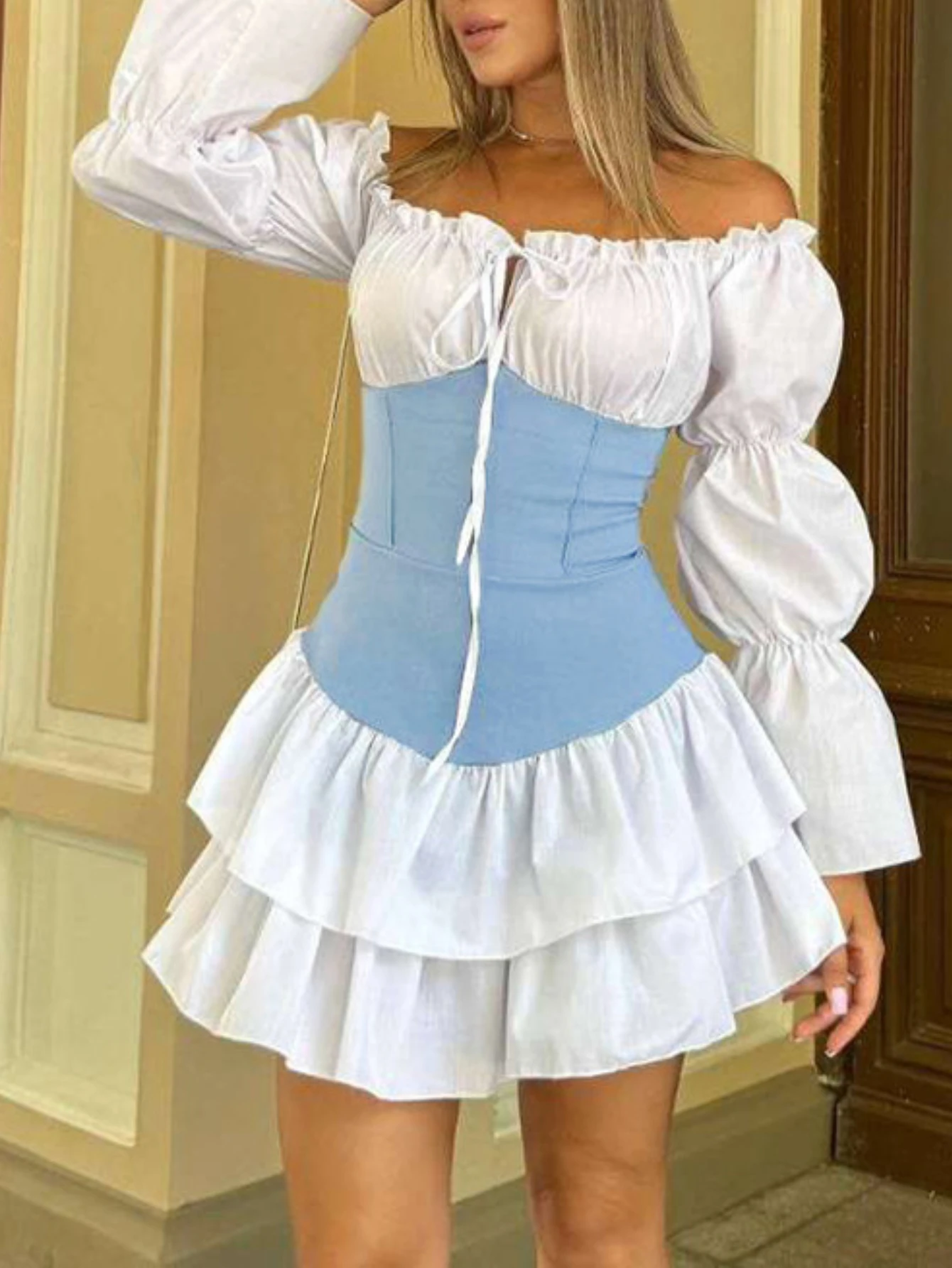 Off Shoulder Colorblock Bodycon Dress Puff Sleeve Slim Fit Mini Runs Small Short Thin Fabric
Off Shoulder Colorblock Bodycon Dress Puff Sleeve Slim Fit Mini Runs Small Short Thin Fabric