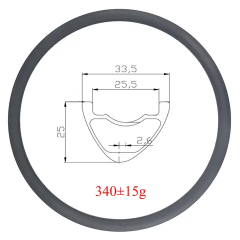340g 29er 33.5mm Asymmetric MTB XC AM Carbon Bicycle Rim 25mm Depth Tubeless Mountain Bike Wheel 24 28 32 36 Holes