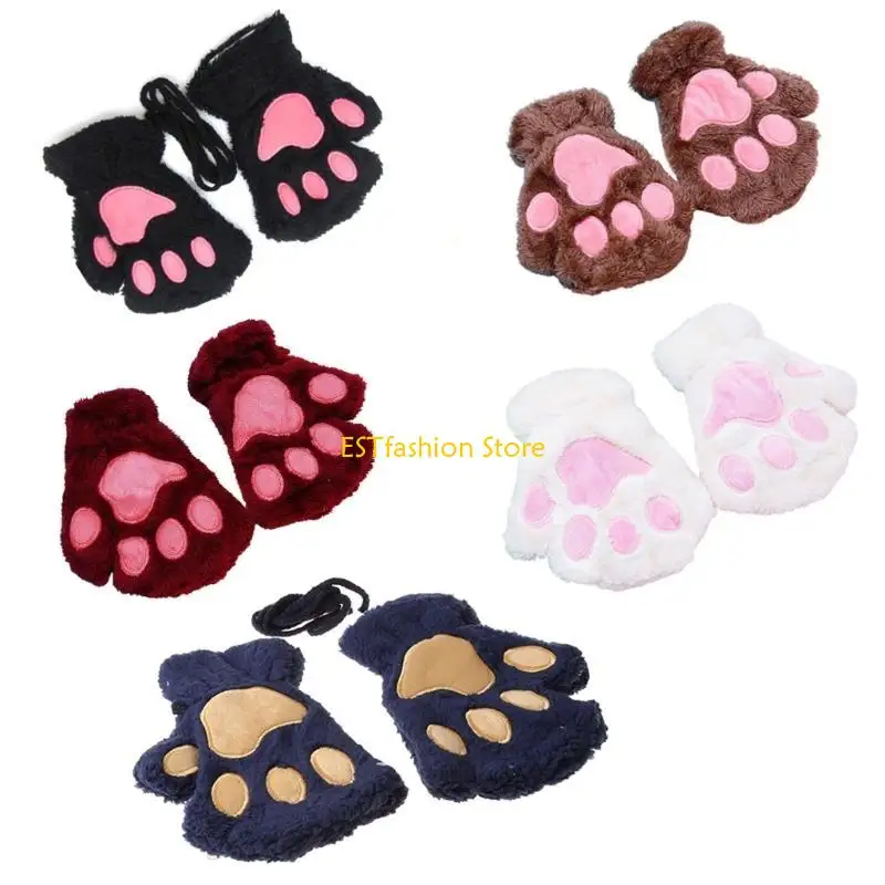 Y5GC for Cat Paw Claw Fingerless Gloves Warm Plush Bear Half Finger Mitte
Y5GC for Cat Paw Claw Fingerless Gloves Warm Plush Bear Half Finger Mitte