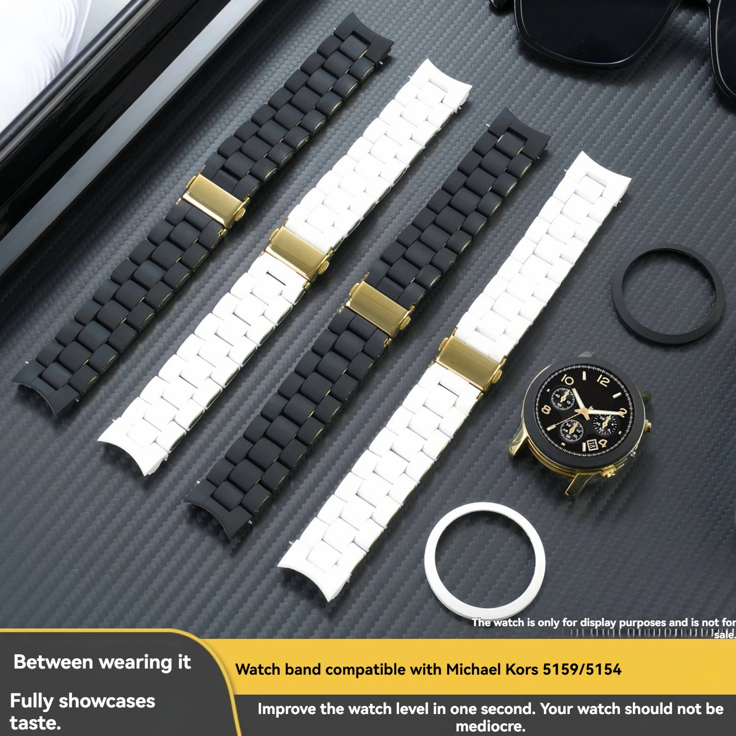 For Michael Kors 5159/5154 Watch Accessories: 20mm Black and White Curved Steel-Cased Silicone Strap—Stylish Unisex Strap
For Michael Kors 5159/5154 Watch Accessories: 20mm Black and White Curved Steel-Cased Silicone Strap—Stylish Unisex Strap