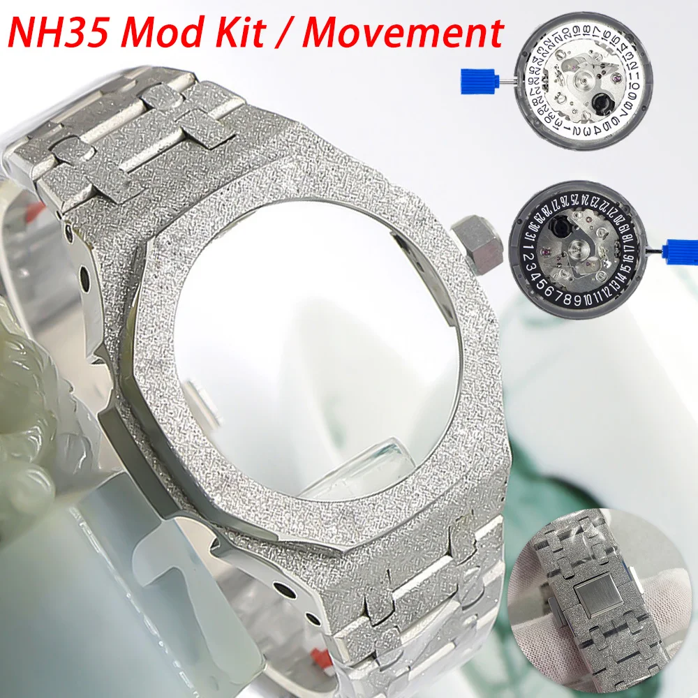Комплект модов NH35/NH36 Frost Surface 41 мм, ремешок из нержавеющей стали + чехол с винтами, подходит для NH35A NH36, замена механизма в сборе
Комплект модов NH35/NH36 Frost Surface 41 мм, ремешок из нержавеющей стали + чехол с винтами, подходит для NH35A NH36, замена механизма в сборе