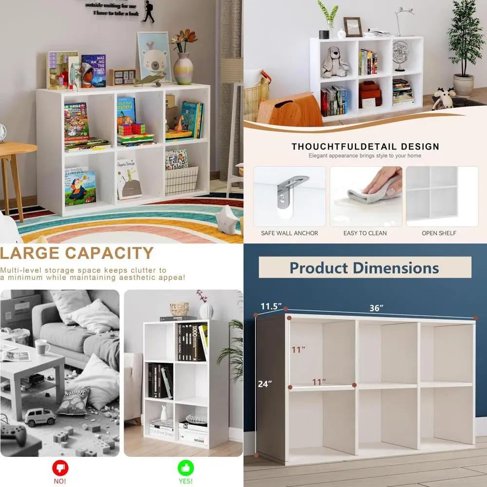 Space-Saving Wooden 6-Cube Organizer - Open Shelving Unit with Thick Edges for Home Storage Solutions
Space-Saving Wooden 6-Cube Organizer - Open Shelving Unit with Thick Edges for Home Storage Solutions