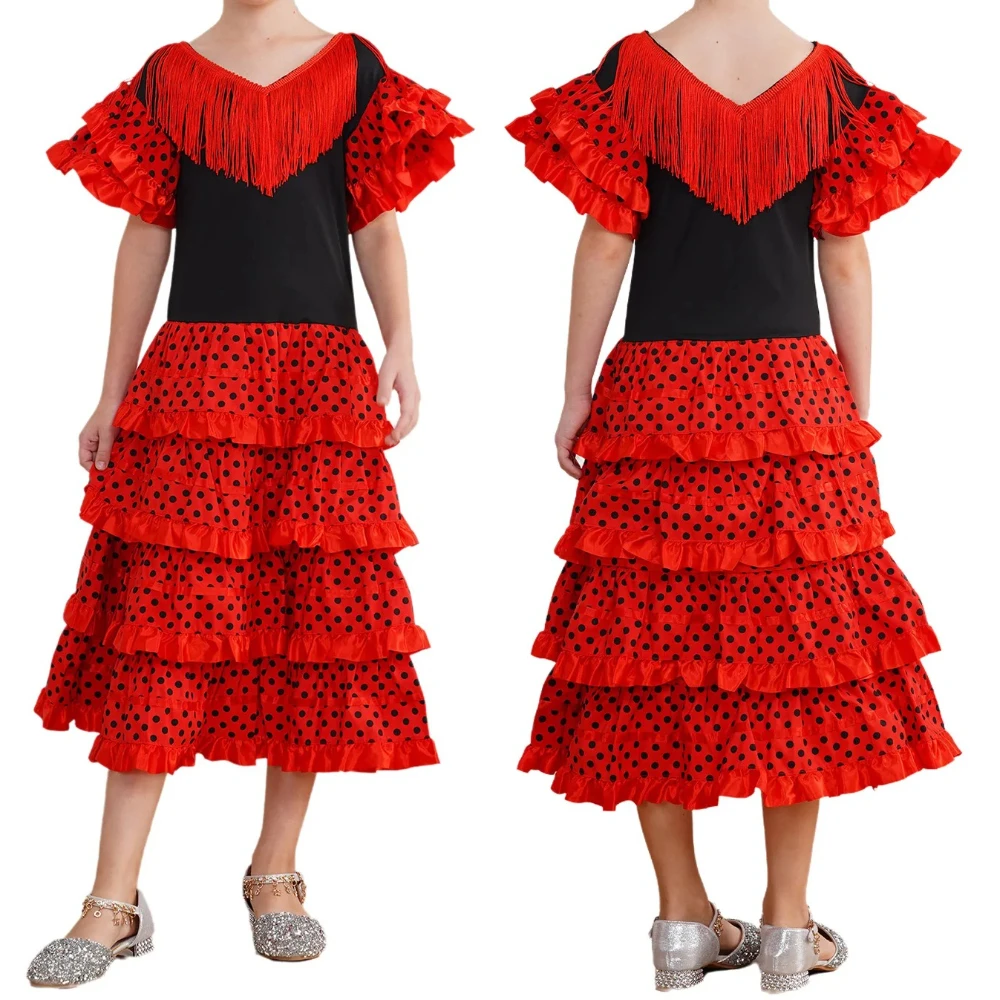 Kids Flamenco Dancer Costume Childrens Traditional Spanish Dance Dress for Girls Festival Carnival Stage Performances Dancewear
Kids Flamenco Dancer Costume Childrens Traditional Spanish Dance Dress for Girls Festival Carnival Stage Performances Dancewear