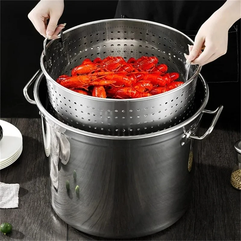 Stainless steel hole bucket with strainer basket seafood lobster wash barrel water leakage frying drain filter chef big barrel
Stainless steel hole bucket with strainer basket seafood lobster wash barrel water leakage frying drain filter chef big barrel