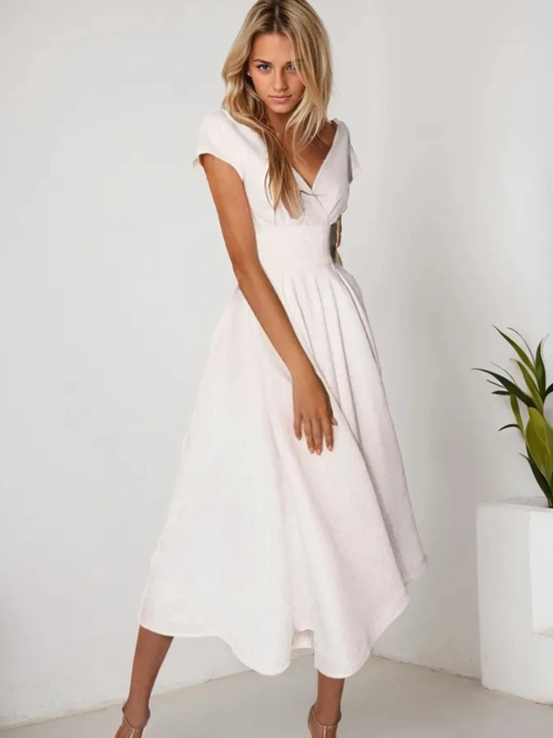 Elegant A-Line Prom Evening Gown V Neck Backless Tea Length Short Sleeve Stretch Fabric Wedding Guest Dress 2025 Free Customized
Elegant A-Line Prom Evening Gown V Neck Backless Tea Length Short Sleeve Stretch Fabric Wedding Guest Dress 2025 Free Customized