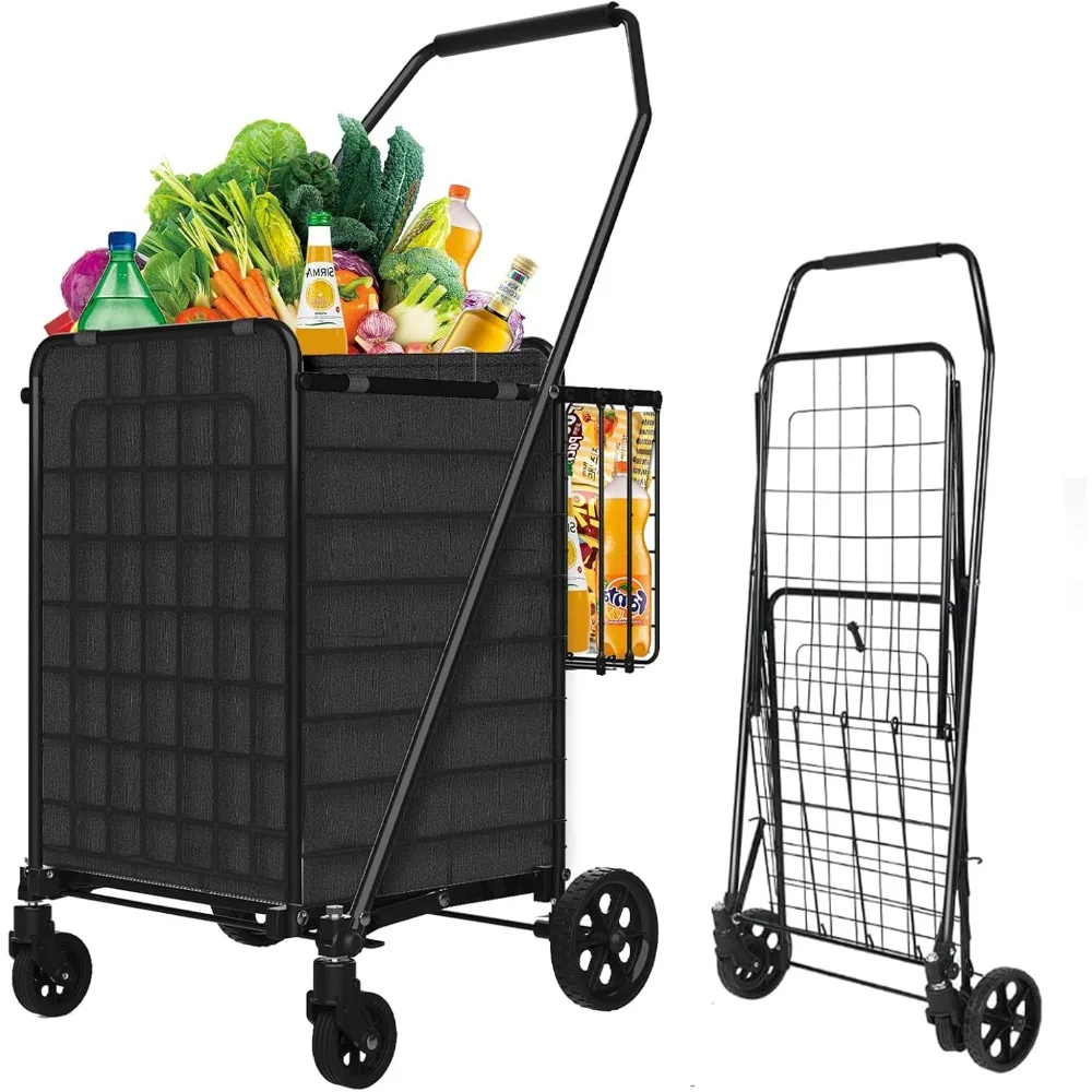Collapsible Grocery Cart with Waterproof Liner and 360° Wheels, Ideal for Shopping, Laundry, Travel - 132 LBS Capacity
Collapsible Grocery Cart with Waterproof Liner and 360° Wheels, Ideal for Shopping, Laundry, Travel - 132 LBS Capacity