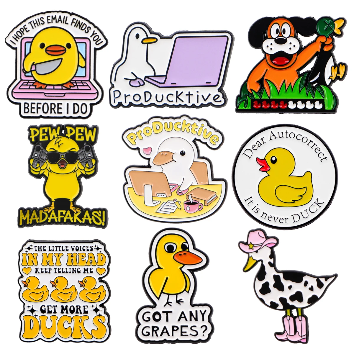 Mix 9pcs/set Working Yellow Duck Enamel Pin Brooches For Lapel Pins Badge on Backpack Clothing Accessories Fashion Jewelry Gifts
Mix 9pcs/set Working Yellow Duck Enamel Pin Brooches For Lapel Pins Badge on Backpack Clothing Accessories Fashion Jewelry Gifts