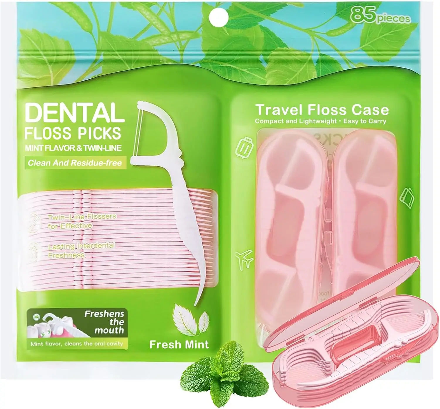 Dual-Line Dental Flossers 85 Count, Mint Flavor Shred-Resistant Picks, Portable Travel Cases
Dual-Line Dental Flossers 85 Count, Mint Flavor Shred-Resistant Picks, Portable Travel Cases