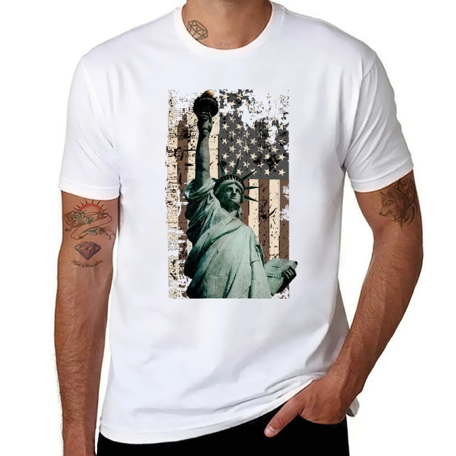 Statue Of liberty And American Flag T-Shirt t shirt man luxury t shirts with prints T-Shirt
Statue Of liberty And American Flag T-Shirt t shirt man luxury t shirts with prints T-Shirt