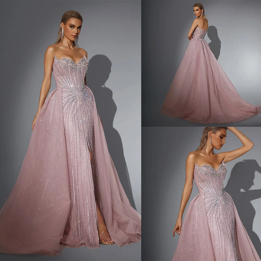 Mermaid Evening Dresses Sexy Sweetheart Backless Appliques Lace Sequins Detachable Train Prom Dress Vestido De Noite Customized
Mermaid Evening Dresses Sexy Sweetheart Backless Appliques Lace Sequins Detachable Train Prom Dress Vestido De Noite Customized