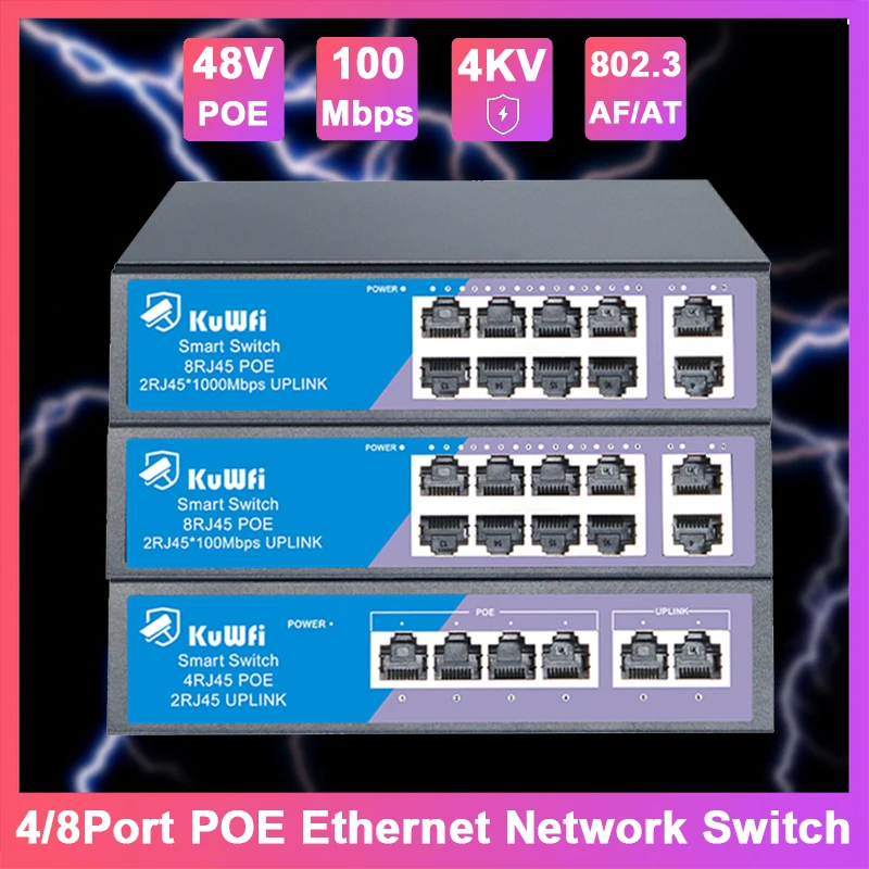 Сетевой коммутатор KuWFi 48 В POE Ethernet, 100 Мбит/с, 4/8-портовый порт POE, быстрый RJ45 с портом Uplink, поддержка IP-камеры/CCTV/маршрутизатора AP/ПК
Сетевой коммутатор KuWFi 48 В POE Ethernet, 100 Мбит/с, 4/8-портовый порт POE, быстрый RJ45 с портом Uplink, поддержка IP-камеры/CCTV/маршрутизатора AP/ПК
