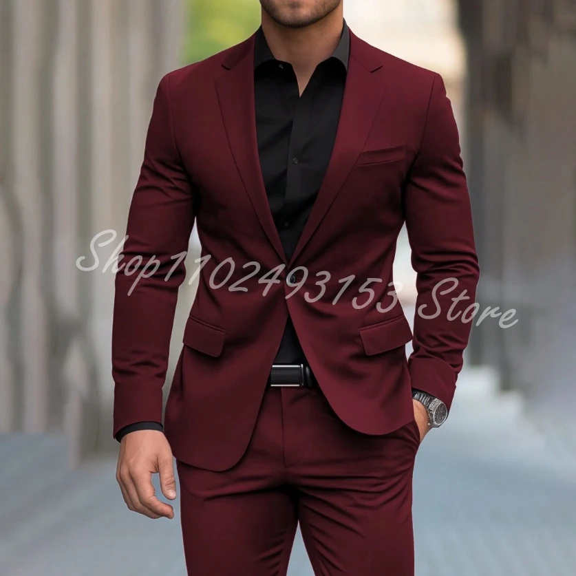 Burgundy 2 Pieces Suits for Men Slim Fit Custom Made Groom Tuxedo Formal Business Suit Trajes De Hombre ( Blazer + Pants)
Burgundy 2 Pieces Suits for Men Slim Fit Custom Made Groom Tuxedo Formal Business Suit Trajes De Hombre ( Blazer + Pants)
