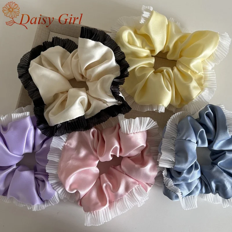 Fresh Sweet Pleated Lace Satin Large Intestine Hair Ropes Creamy Temperament Lazy Style Bun Scalp Band Hair Accessories
Fresh Sweet Pleated Lace Satin Large Intestine Hair Ropes Creamy Temperament Lazy Style Bun Scalp Band Hair Accessories