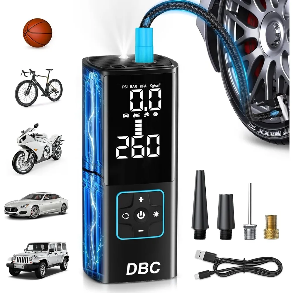 Портативный воздушный компрессор для накачивания шин DBC, 3-кратный быстрый беспроводной велосипедный насос, портативный воздушный насос 20000 мАч и 150 фунтов на квадратный дюйм для автомобильных шин с
Портативный воздушный компрессор для накачивания шин DBC, 3-кратный быстрый беспроводной велосипедный насос, портативный воздушный насос 20000 мАч и 150 фунтов на квадратный дюйм для автомобильных шин с