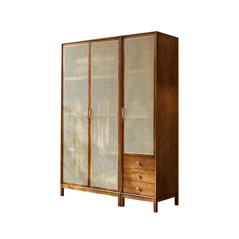 Nordic solid wood rattan wardrobe Japanese modern home bedroom locker small apartment storage combination large wardrobe
Nordic solid wood rattan wardrobe Japanese modern home bedroom locker small apartment storage combination large wardrobe