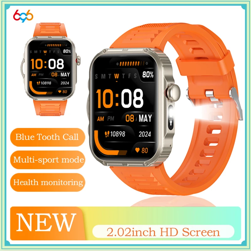 2.02" HD Screen Men Women LED Flashlight Outdoor Sport Fitness Smart Watch Blue Tooth Call Heart Rate Music Waterproof Smartwath
2.02" HD Screen Men Women LED Flashlight Outdoor Sport Fitness Smart Watch Blue Tooth Call Heart Rate Music Waterproof Smartwath