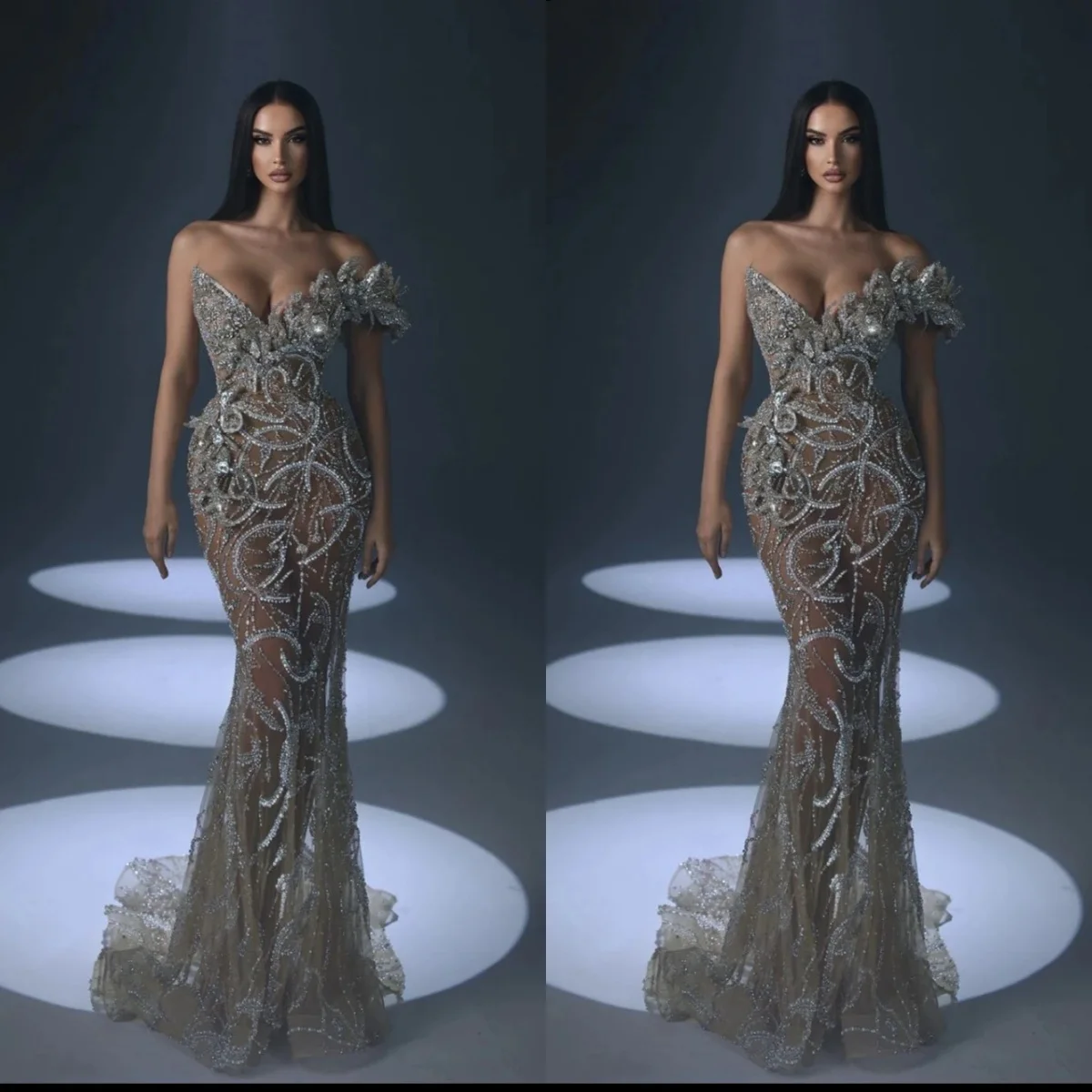 Sexy Strapless Sequins Evening Dresses Customized Luxury Appliques Beaded Prom Dress Sleeveless Floor Length Party Gown
Sexy Strapless Sequins Evening Dresses Customized Luxury Appliques Beaded Prom Dress Sleeveless Floor Length Party Gown