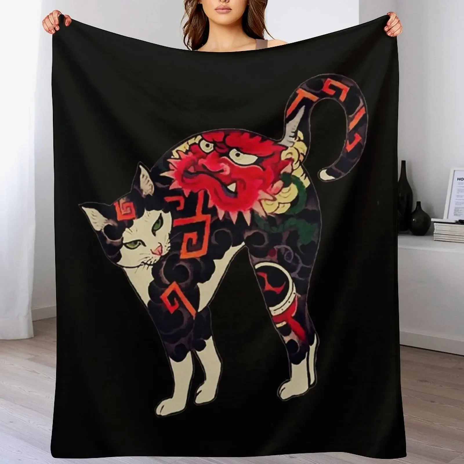 Antique Japanese Woodblock Print Cat with Flower Tattoos Throw Blanket Soft Cozy Blanket for Pet Kids Adults
Antique Japanese Woodblock Print Cat with Flower Tattoos Throw Blanket Soft Cozy Blanket for Pet Kids Adults