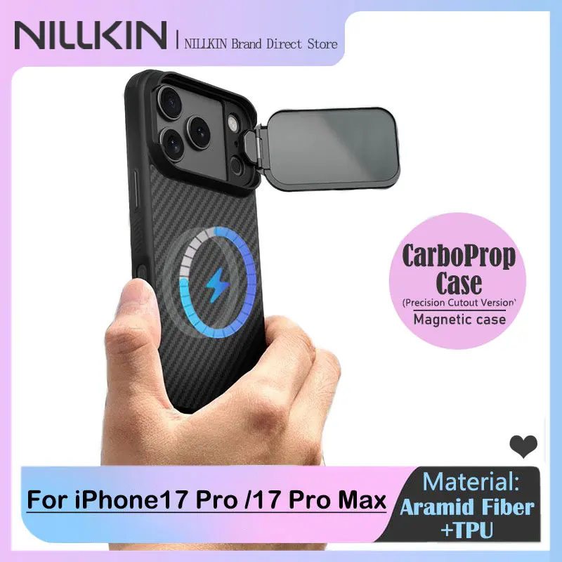 For iPhone 17 Pro/17 Pro Max, NILLKIN CarboProp Magnetic Case, Aramid Fiber Weave, Aerospace Aluminum Stand, MagSafe Enhanced
For iPhone 17 Pro/17 Pro Max, NILLKIN CarboProp Magnetic Case, Aramid Fiber Weave, Aerospace Aluminum Stand, MagSafe Enhanced