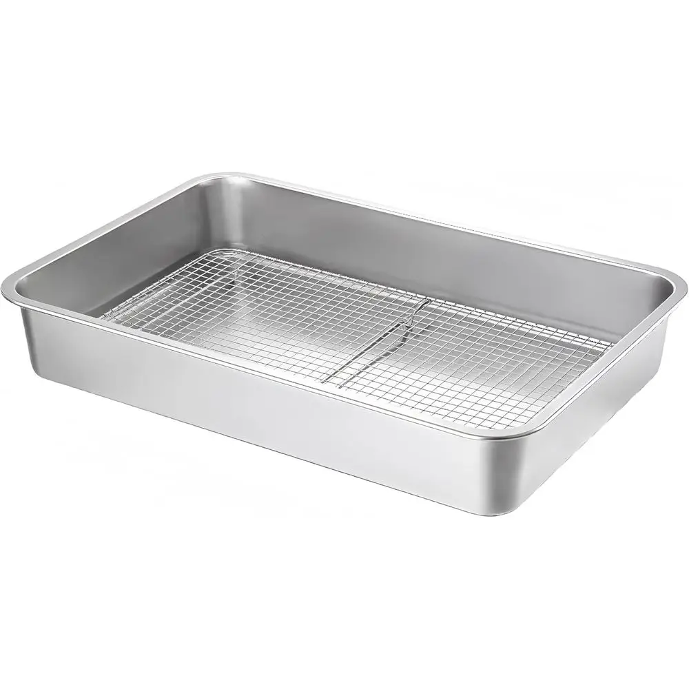 Durable Stainless Steel Roasting Pan with Cooling Rack - Oven, Toaster, and Grill Safe, Deep Edge, Smooth Finish, Dishwasher Saf
Durable Stainless Steel Roasting Pan with Cooling Rack - Oven, Toaster, and Grill Safe, Deep Edge, Smooth Finish, Dishwasher Saf