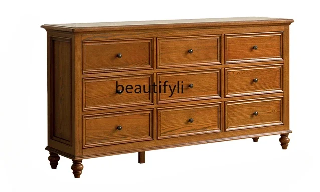 American solid wood nine-chest cabinet retro ash wood bedroom storage cabinet, drawer locker
American solid wood nine-chest cabinet retro ash wood bedroom storage cabinet, drawer locker