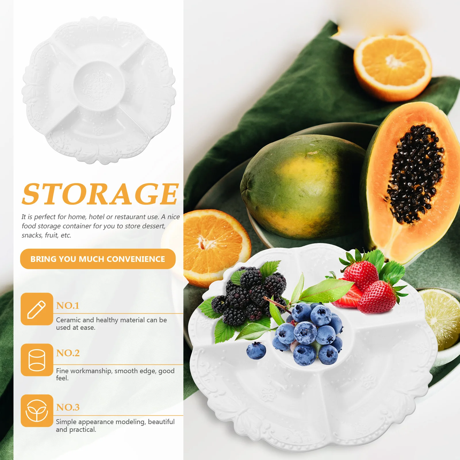 European Ceramic Fruit Plate Smooth Polished Surface Food Storage Tray Home Restaurant Dessert Snack Holder
European Ceramic Fruit Plate Smooth Polished Surface Food Storage Tray Home Restaurant Dessert Snack Holder