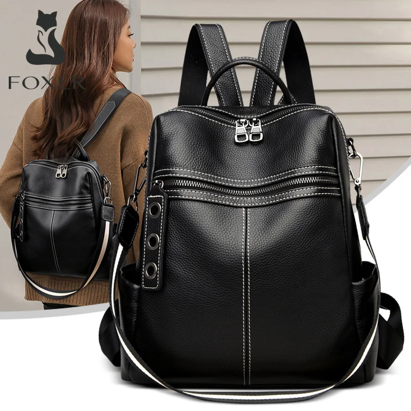 FOXER Genuine Leather Women's Backpack Classic Black Female Shoulder Bag Casual Waterproof Backpack Large Capacity Daily Travel
FOXER Genuine Leather Women's Backpack Classic Black Female Shoulder Bag Casual Waterproof Backpack Large Capacity Daily Travel