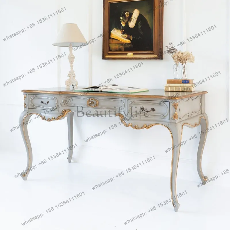 French light luxury solid wood carving flower Nordic retro computer desk study desk
French light luxury solid wood carving flower Nordic retro computer desk study desk